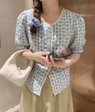 刺绣圆圈花纹上衣，女装，新袖