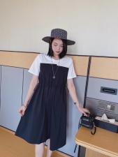 ［爱美欧］夏季新款拼接收腰连衣裙，女装连衣裙，爱美欧