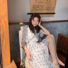 天丝碎花连衣裙，女装连衣裙，UPUP