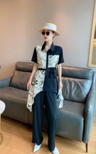 夏季新款 欧版黑米英文字母冰爽气质套裤,女装,水锦红