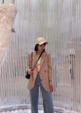 现货春季新款格纹小西装，女装西装，蓝典