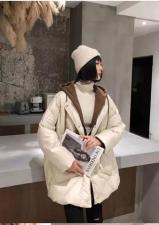 DG859欧洲站时尚拼接假两件中长新款连帽宽松口袋羽绒外套，女装，L·H·X