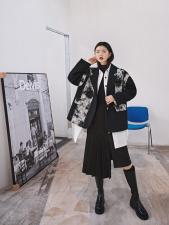 黑色提花夹棉西装，女装西装，YOUER DENG
