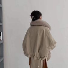 DG835韩范真狐狸毛领内搭防獭兔毛保暖派克服，女装，L·H·X