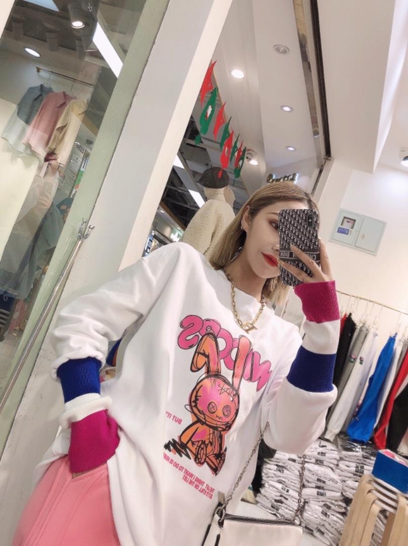 春季新款拼接针织长袖T，女装，媞默