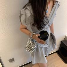 网纱拼接衬衫裙，女装衬衫，XTZ style