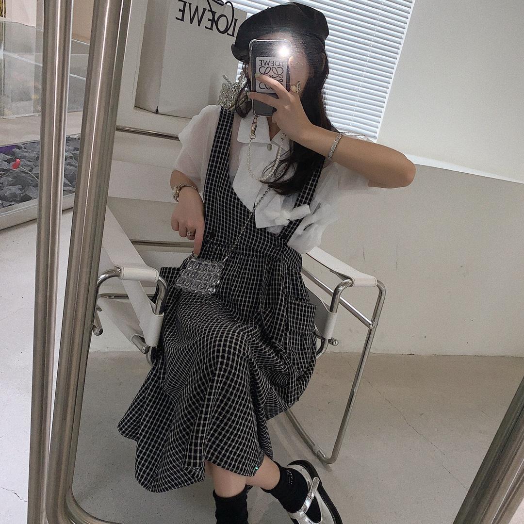 格子背带裙，女装，XTZ style