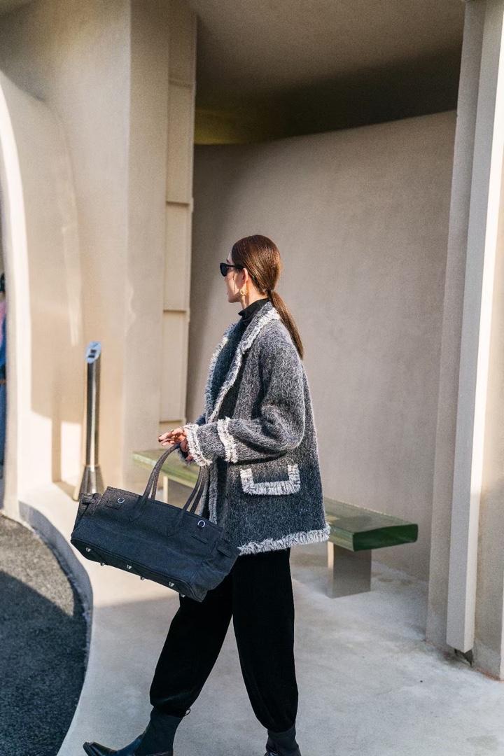 冬季热卖款灰色小香风镶边西服外套，女装，AUDREY WANG