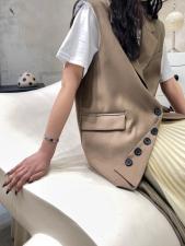 设计师款翻扣马甲，女装马夹，JY.OUBEN