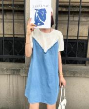 夏季薄牛仔拼接裙，女装，非次元