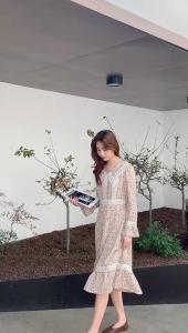 【现货】新品现货 春季韩版花边碎花连衣裙,女装连衣裙,布萱
