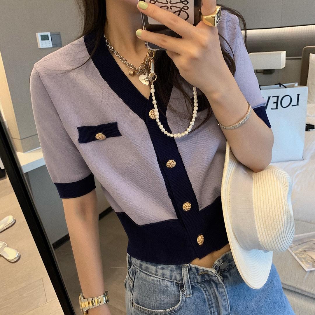 小香风拼色针织，女装，XTZ style