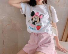 DG869新款印花粉蝴蝶结米奇T，女装，L·H·X