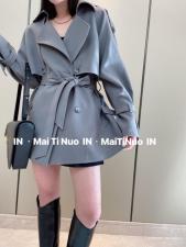 春装风衣女中长款英伦风韩版气质腰带百搭显瘦外，女装风衣，麦缇诺