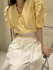 夏季新款浪漫木耳边小衫，女装，虹朵朵