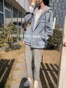 韩版带帽牛仔外套,女装,迎盈柳韵