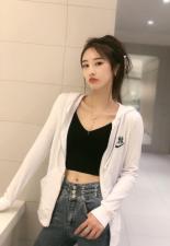 W7702春季新款时尚连帽卫衣外套，女装卫衣/绒衫，L·H·X