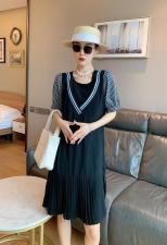 夏季拼接连衣裙，女装连衣裙，斐媞梦