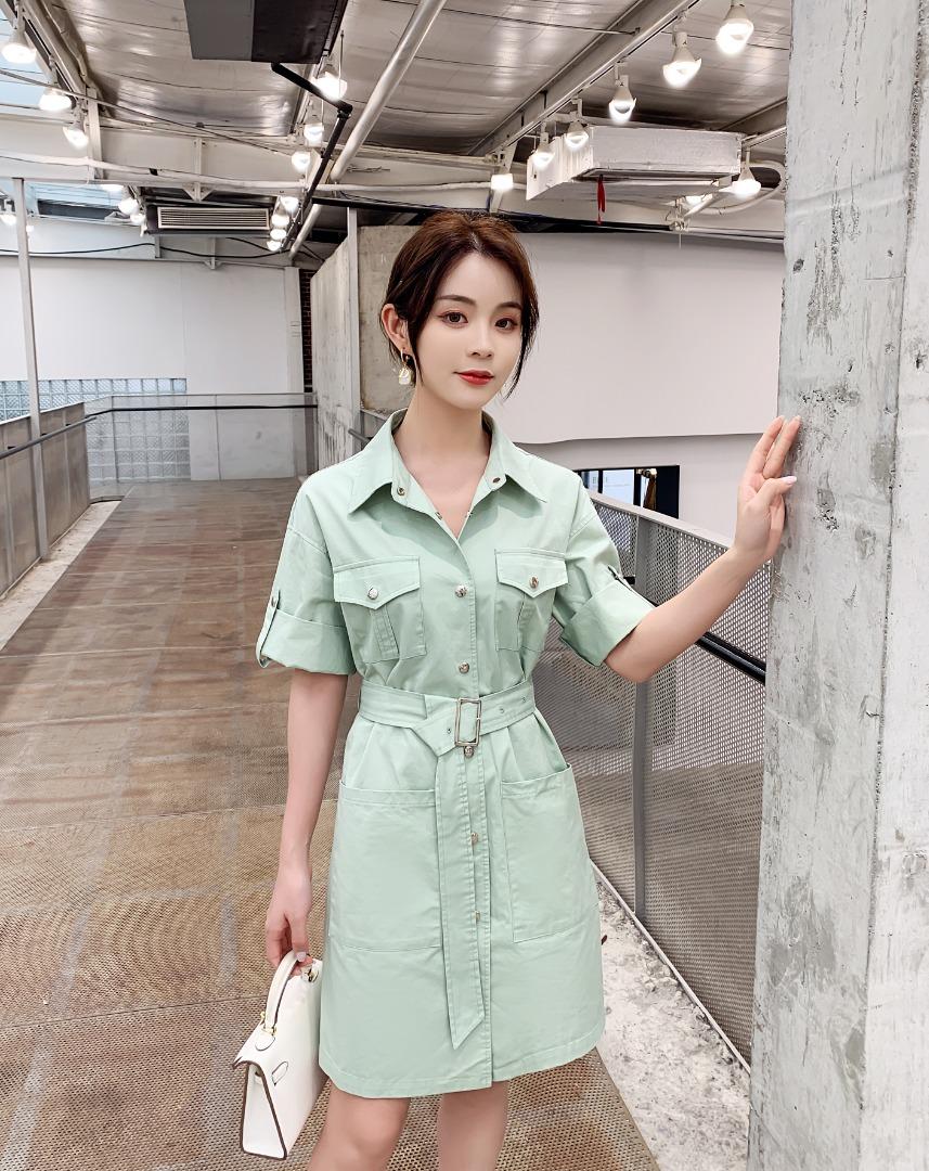 休闲工装裙，女装，水锦红