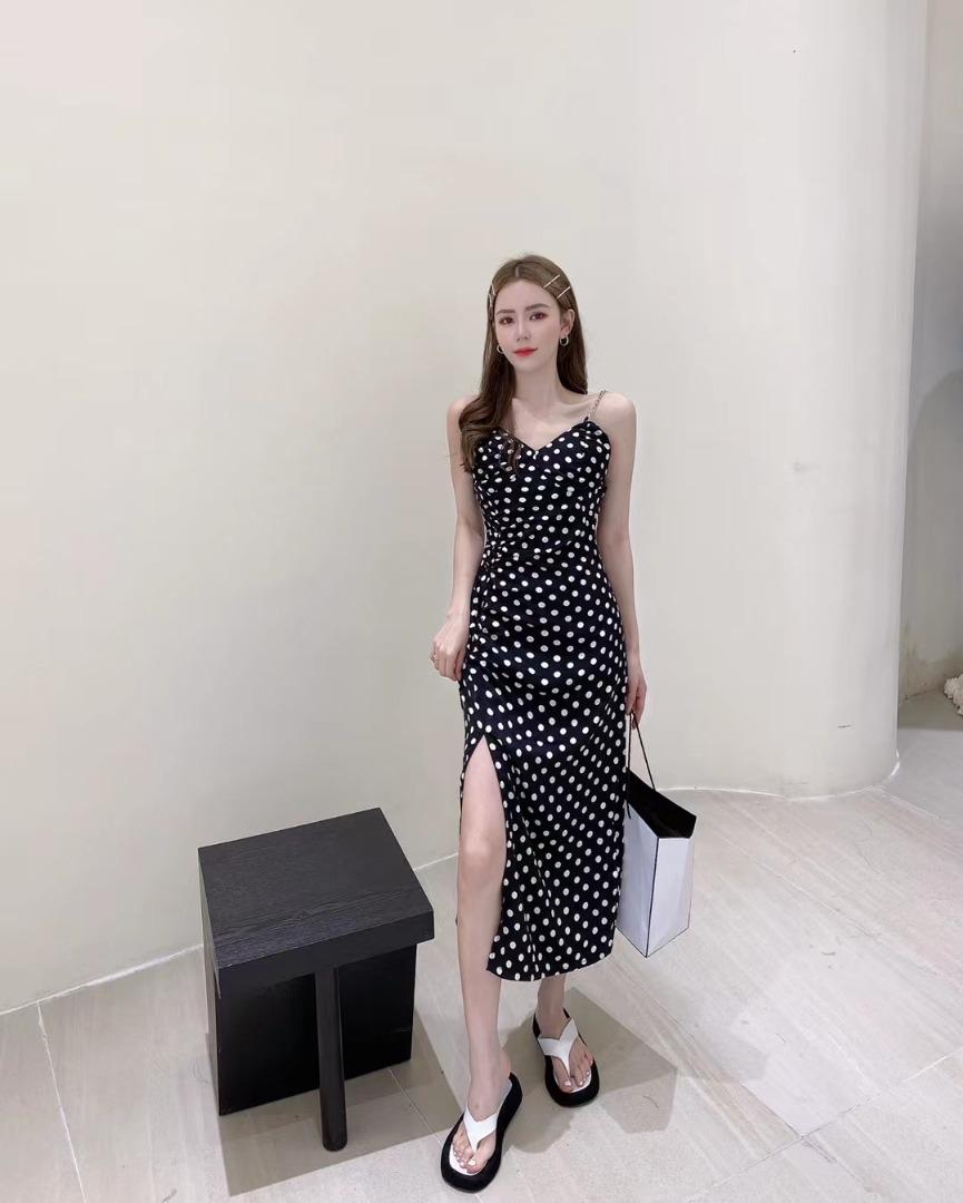 夏季新款吊带波点连衣裙，女装背心吊带，AN AN