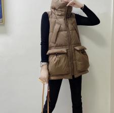 DG830欧货大口袋立领拉链百分百羽绒马甲，女装马夹，L·H·X