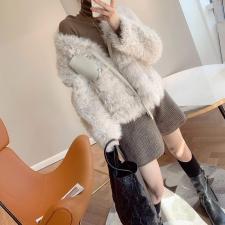 贴皮系带百分百羊羔毛颗粒皮草外套，女装皮草，L·H·X