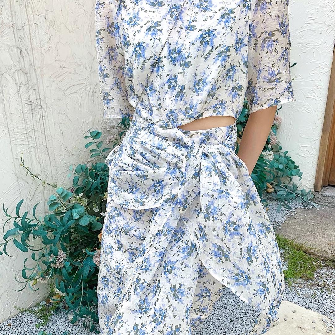 天丝碎花连衣裙，女装连衣裙，UPUP
