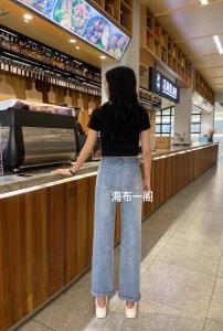 百搭阔腿休闲牛仔裤，女装牛仔裤，海布一阁