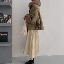 DG835韩范真狐狸毛领内搭防獭兔毛保暖派克服，女装，L·H·X