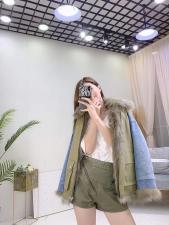 ZHG8105门襟毛领真狐狸毛内胆羽绒两面穿皮草羽绒服，女装皮草，L·H·X