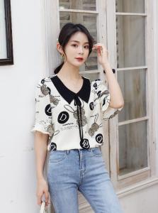 夏季新款小兔子图案小衫,女装,红利秀雅