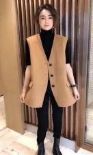 SL20999气质V领大版宽松百分百羊毛双面呢马甲，女装马夹，L·H·X