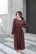 加绒碎花连衣裙，女装连衣裙，兰·米其