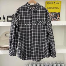 现货宽松格子衬衣精梳面料手感，女装，ADHERE