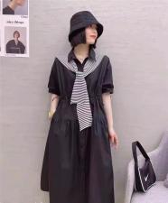 【现货】夏季新款条纹披肩衬衫连衣裙，女装衬衫，名依人