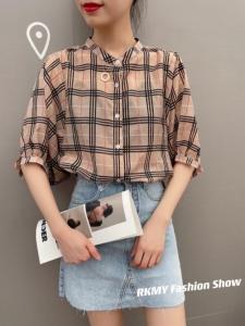 现货 夏季格子衬衫爆,女装衬衫,人可·木易