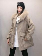 DG833欧货真狐狸毛领内胆仿獭兔毛时尚保暖派克服，女装，L·H·X