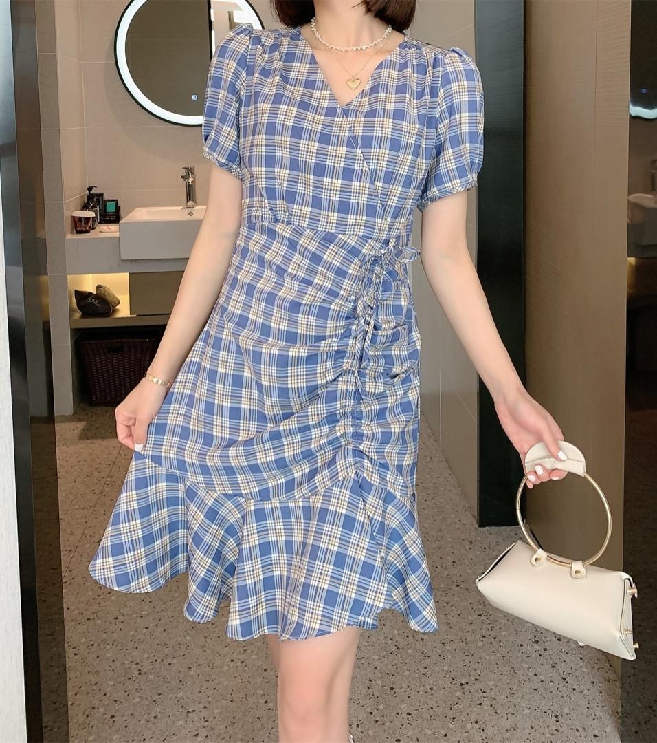 格子连衣裙，女装连衣裙，有声有色