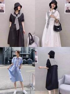 【现货】夏季新款 条纹披肩衬衫连衣裙，女装衬衫，名依人
