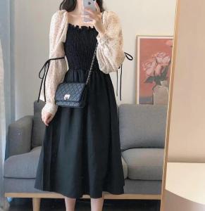 夏款洋气压褶连衣裙,女装连衣裙,奥帝秀