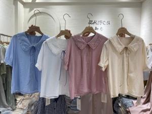 飘带四色短袖衬衫,女装衬衫,知否