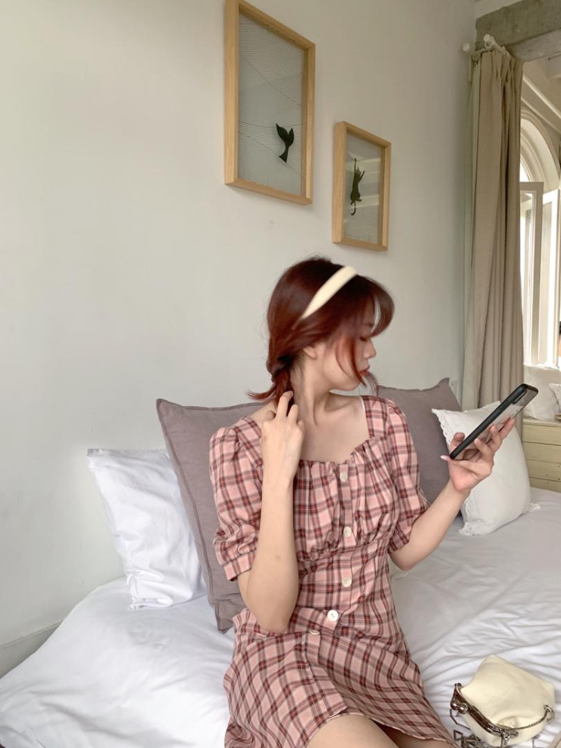 现货夏季复古格子裙，女装，dznkb