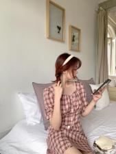 现货夏季复古格子裙，女装，dznkb