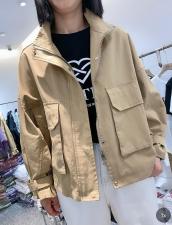 DG861早春新款立领纯色简约百搭外套，女装，L·H·X