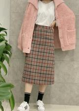 后门开叉松紧格子百搭格子裙，女装，昕叶良品