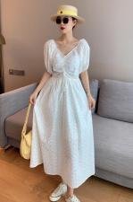 长款花色连衣裙，女装连衣裙，露彩