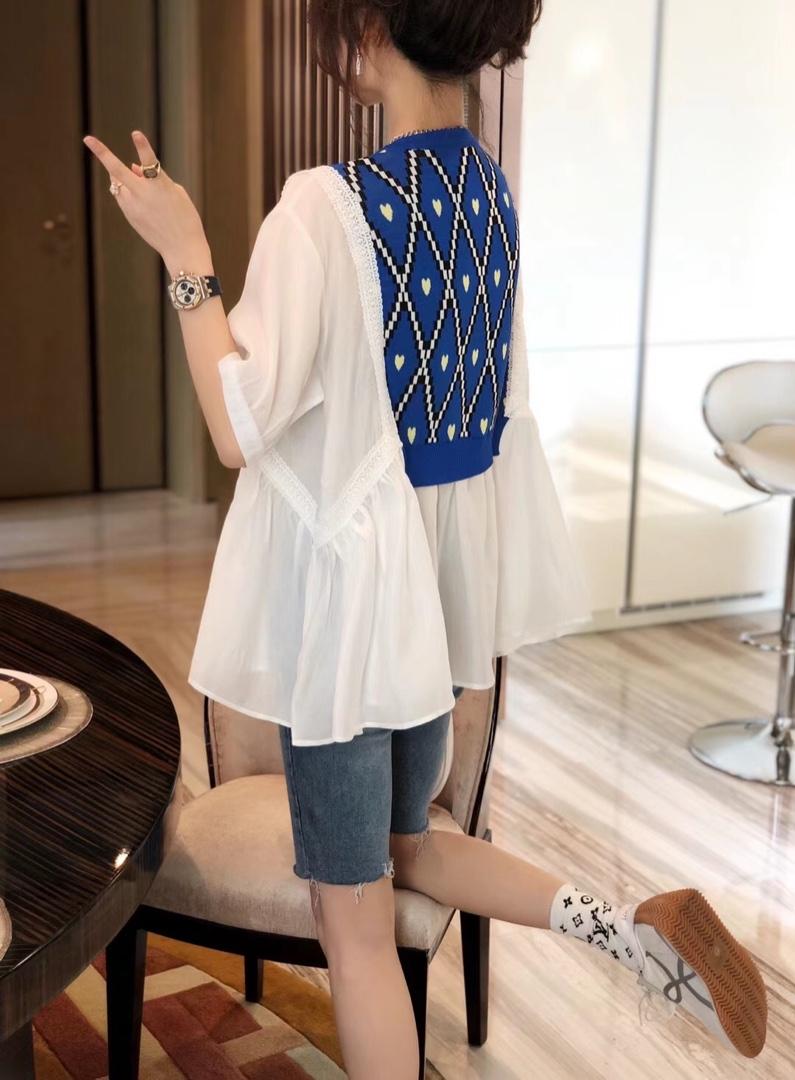 冰麻拼接天丝小衫，女装，姚姚家