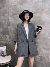 AX8108时尚洋气两粒扣小细格麻料西装外套，女装西装，L·H·X