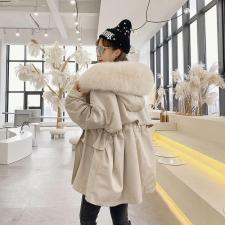 ZHG8112狐狸大毛领獭兔内胆背后拉链皮草派克服，女装皮草，L·H·X