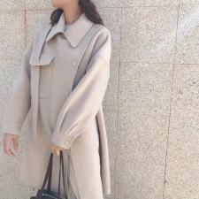 SL20112欧范肩带百分百全羊毛双面尼大衣，女装，L·H·X